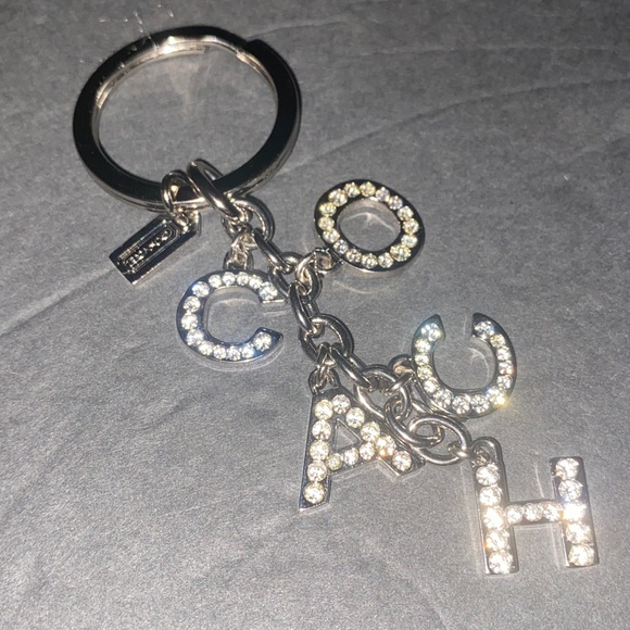 Coach Accessories - NWOT Coach Silver Swarovski Crystal Letter Keychain Fon Purse Charm